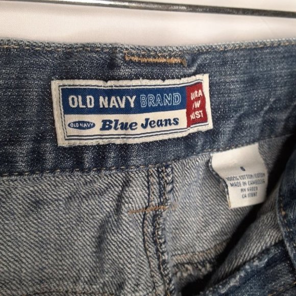 Old Navy Denim Mini Skirt Ultra Low Waist Raw Hem - Picture 3 of 4